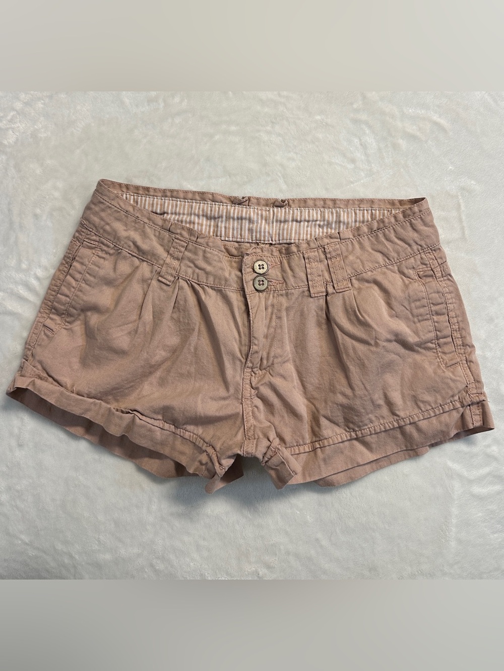 Y2K HWY JEANS women's lowrise salmon cotton mini shorts, 27".